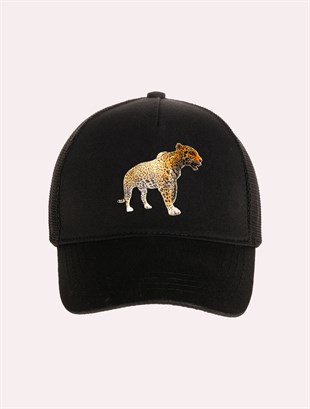 Velvet Leopard Patch Hat