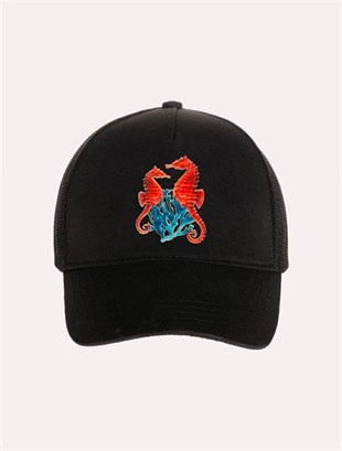 Velvet Seahorse Patch Hat